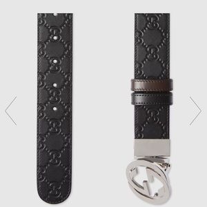 COPY - NEW $670 GUCCI Monogram Reversible Leather Belt Size 80-32 w/Gucci Box